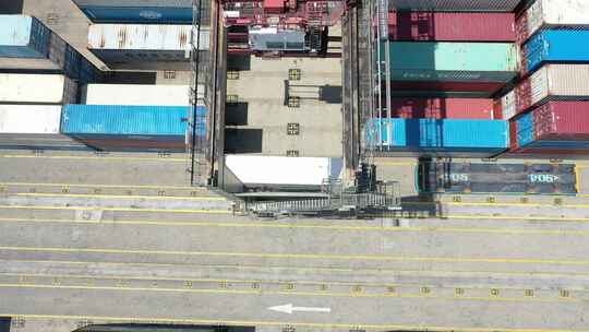 厦门自动化码头港口物流出口海运集装箱货轮视频素材模板下载