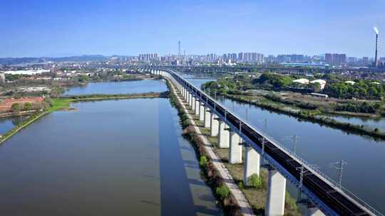 湖南岳阳城市风光航拍