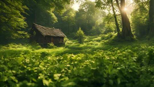 森林中的古朴小屋