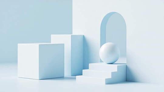 极简风3D几何体场景