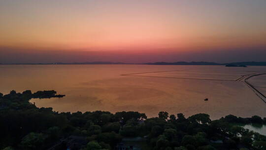 太湖湖面夕阳西下4K实拍素材