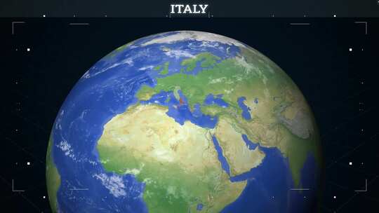 意大利地图来自地球与旗帜