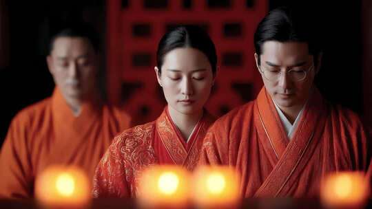 传统仪式中身着华服的祈福之人