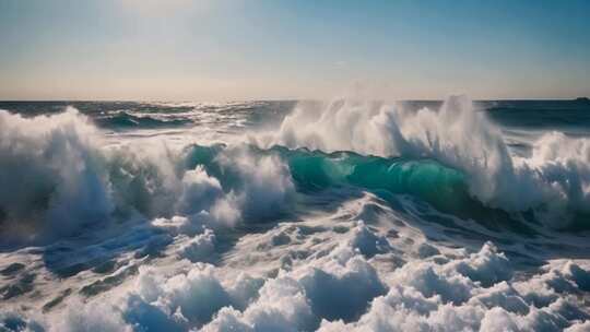 海浪翻涌的海洋景象