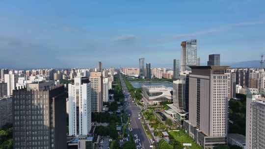 洛阳城市CBD楼房建筑道路交通航拍