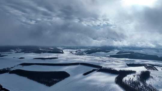 冷空气迷漫的额尔古纳雪域雪原