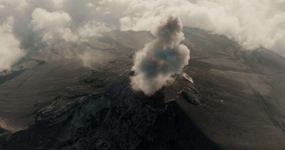 火山，火山口，危地马拉，烟雾