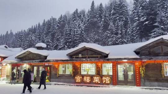 中国雪乡旅游景点冬天的雪景视频素材模板下载