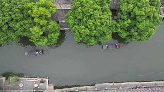 航拍浙江嘉善西塘古镇景区5A景区