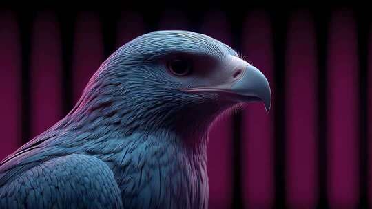 蓝色调老鹰特写目光深邃