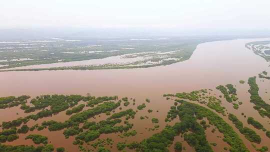 航拍饶河西通乌苏里江挠力河湿地风光