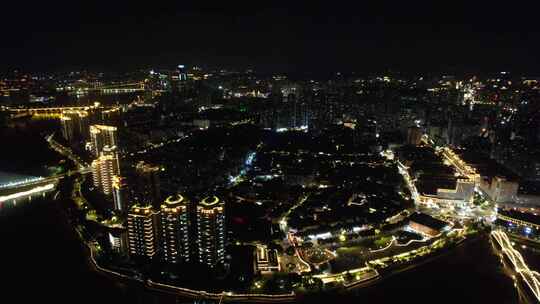 福建福州城市夜景灯光航拍视频素材模板下载