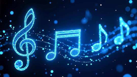 蓝色粒子音符跳动4K