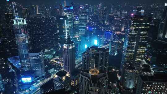 原创 印尼雅加达城市天际线夜景航拍景观