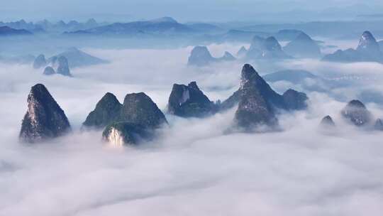 桂林山水云海航拍