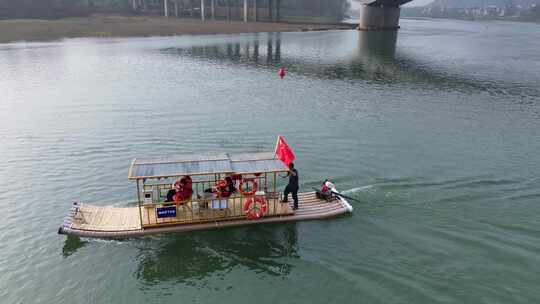 桂林龙门大桥游船航拍视频素材模板下载