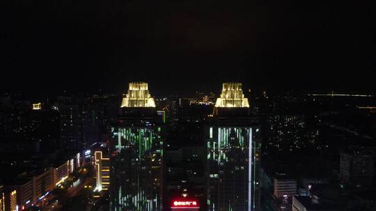 航拍江西吉安城市夜景灯光