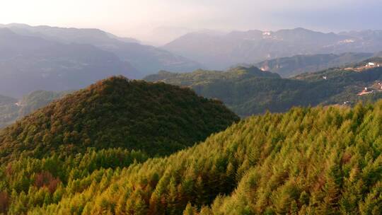 4k航拍山村晚霞