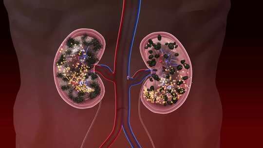 3D 渲染动画 - 肾脏疼痛缓解