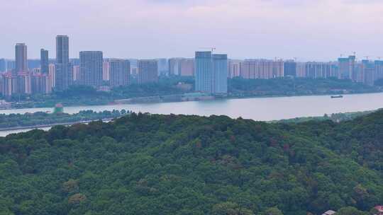 湖南长沙岳麓山风景名胜区航拍岳麓区城市风