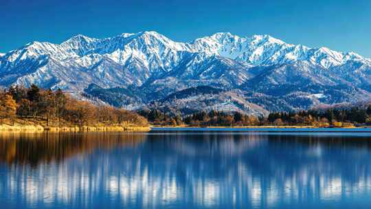 雪山湖景风景