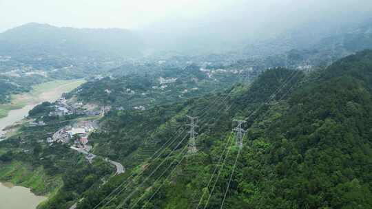 祖国大好河山青山绿水河流航拍