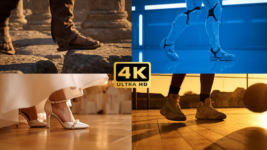不同场景人物脚部特写素材