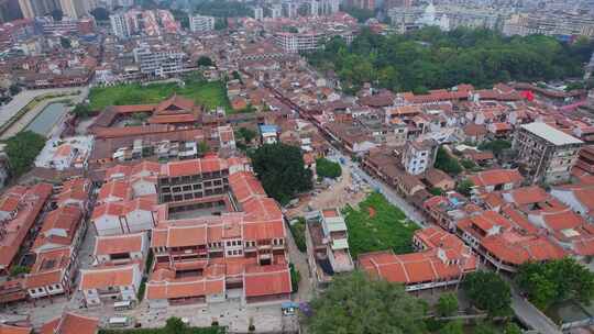 航拍福建漳州古城建筑风光