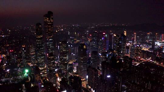 广州繁华城市夜景CBD航拍4K