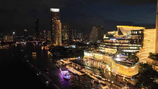 泰国曼谷湄南河城市icon siam夜景视频素材模板下载