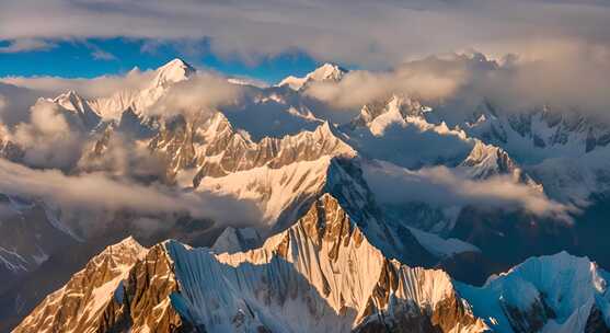 雪山云雾阳光山峰云海日出自然生态环境风景