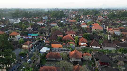 印度尼西亚巴厘岛乌布镇的鸟瞰图