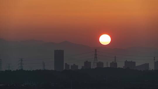 浙江东阳城市日出延时摄影