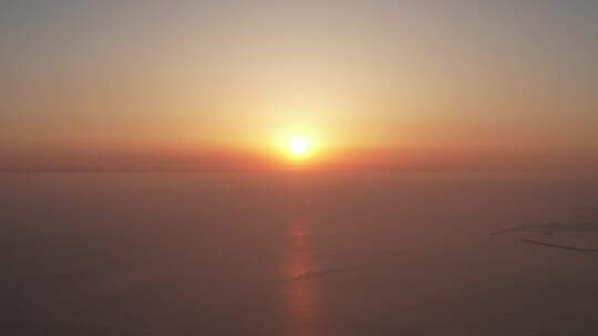 大海海上日落晚霞夕阳航拍