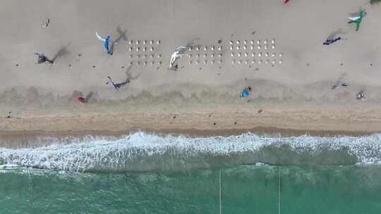航拍深圳大梅沙海滨沙滩海滩俯视