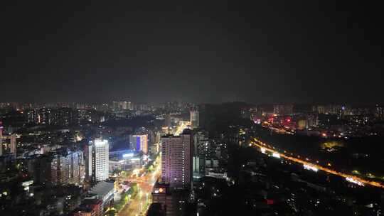 航拍四川自贡夜景自贡城市风光