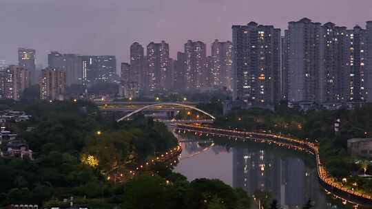 成都夜景航拍城市大景