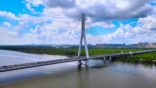 哈尔滨地标建筑松浦大桥超清航拍素材