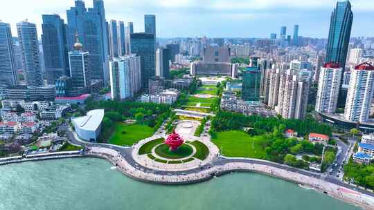 航拍-青岛五四广场奥帆