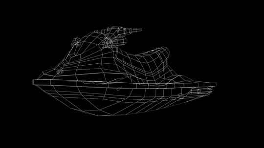 低多边形3D Jetski线框图