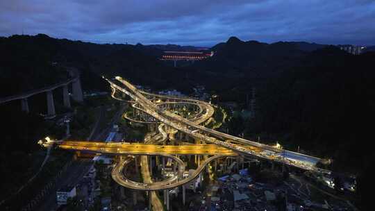 错综复杂高架立交桥 贵阳黔春立交桥夜景