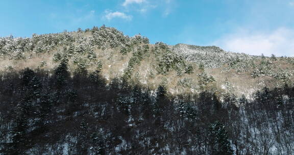 蓝天下的山林雪地航拍