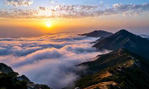 云海日出壮丽山河 山峰云雾唯美风光