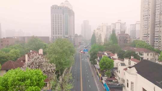 航拍上海 武康大楼 街道