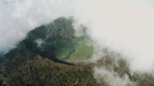 火山，墨西哥，火山口湖，雾