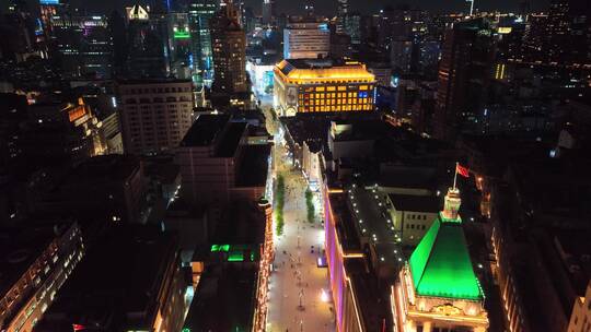 南京东路夜景航拍视频素材模板下载