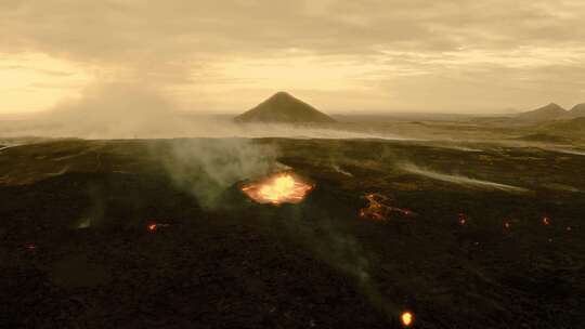 航拍火山岩浆沸腾