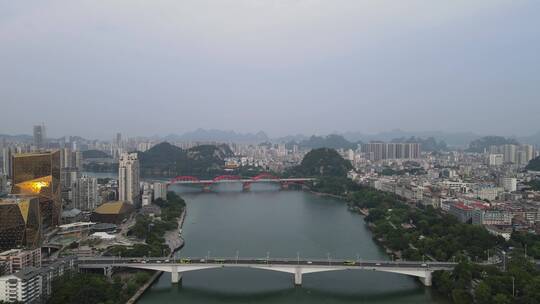 航拍广西柳州柳江大桥