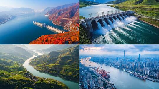【4K】航拍长江流域经济带城市三峡大坝