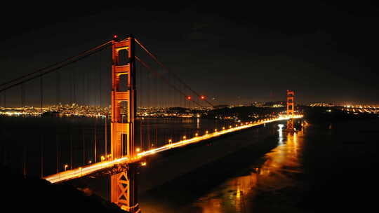 夜晚跨河大桥的延时拍摄